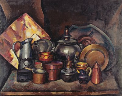 Naturaleza muerta con samovar, 1920 de Ilya Ivanovich Mashkov